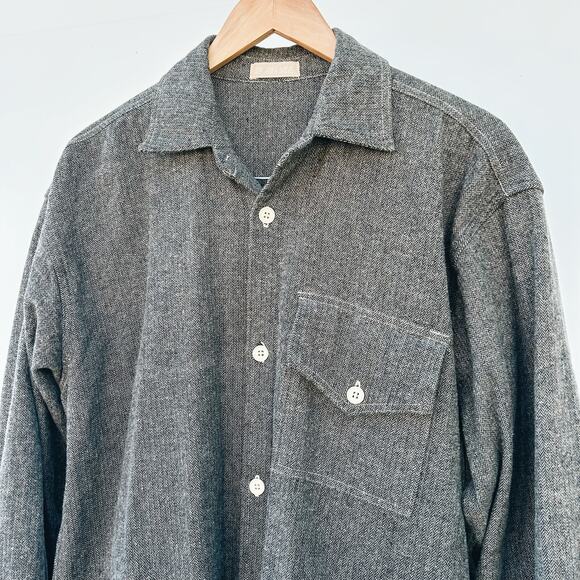 CP Shades Women's Thick Cotton Herringbone Button Down Long Sleeve Shirt Large - Picture 3 of 10